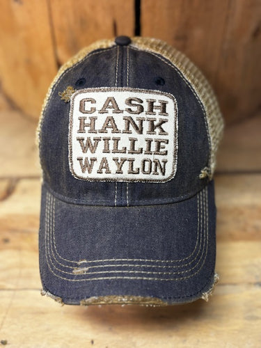 Cash Hank Willy Waylon Hat on Lime