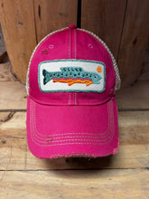 Load image into Gallery viewer, Rainbow Trout distressed snapback Cap