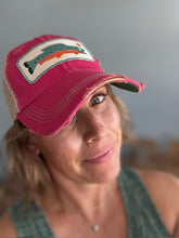 Load image into Gallery viewer, Rainbow Trout distressed snapback Cap